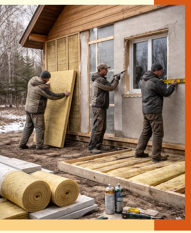 Утепление дачного дома в Карасук от 4825 руб/м2 — недорого | ТепломастерКск