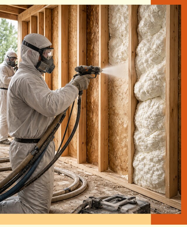 Утепление каркасного дома ППУ в Карасук от 2844 руб./м2 — работа под ключ | ТепломастерКск