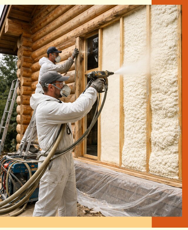 Утепление деревянного дома ППУ в Карасук от 4266 руб/м2 | ТепломастерКск — под ключ