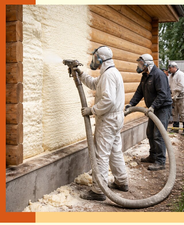 Утепление дома из бруса пенополиуретаном в Карасук