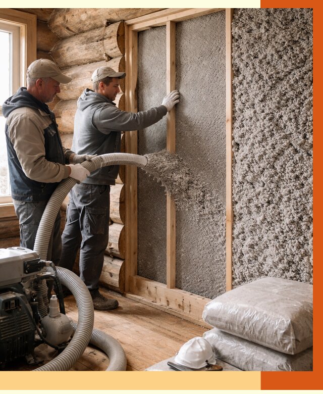 Утепление бревенчатого дома эковатой в Карасук от 2793 руб. | ТепломастерКск