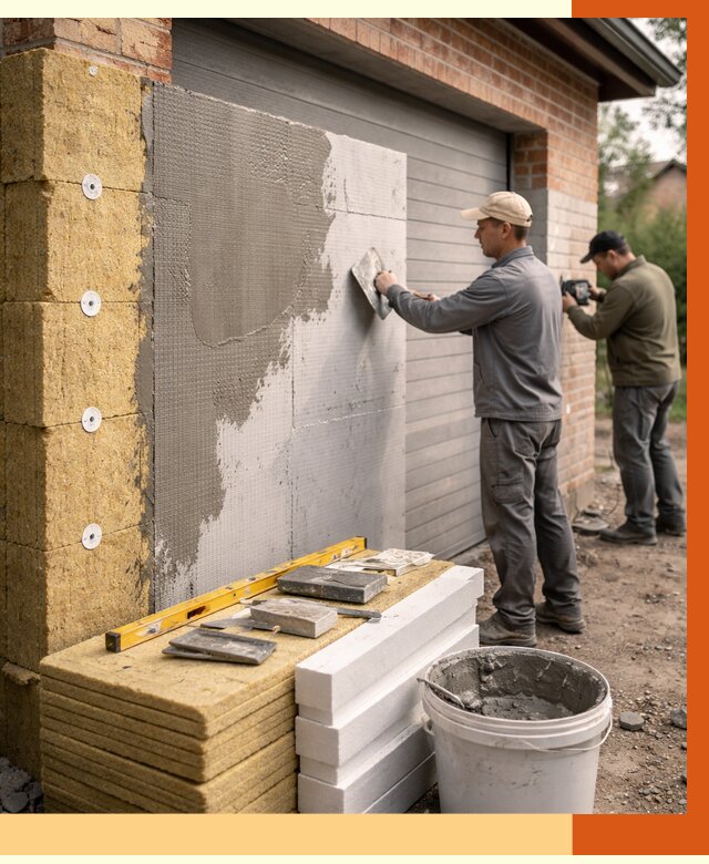 Утепление гаража снаружи в Карасук от 4266 руб. за м2 — наружное утепление под ключ | ТепломастерКск