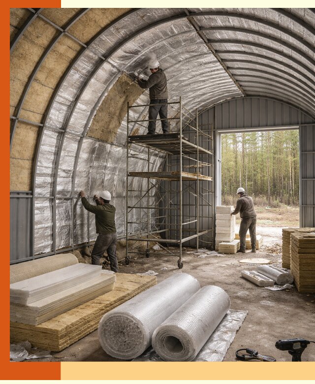 Утепление арочного ангара под ключ в Карасук