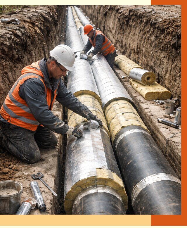 Утепление теплотрассы в Карасук от 4571 руб./м2 — ппу и комплексная изоляция | ТепломастерКск