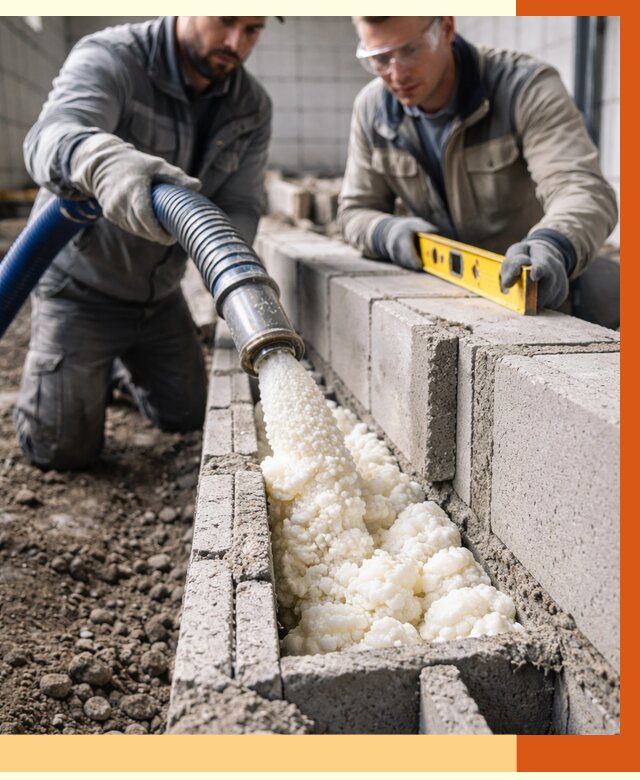 Заполнение колодцевой кладки ППУ в Карасук от 4266 руб. за м2 | ТепломастерКск