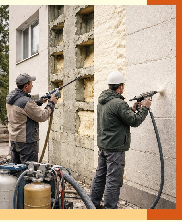 Заполнение пустот фасада в Карасук от 4571 руб. — утепление пустот облицовки | ТепломастерКск