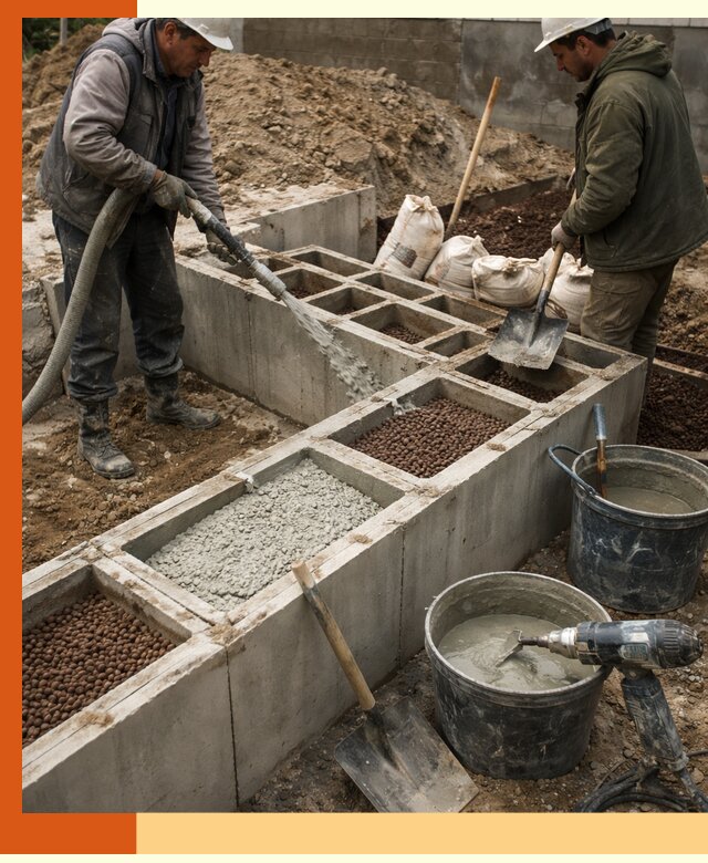 Заполнение полостей фундамента в Карасук герметичным утеплением и повышением прочности