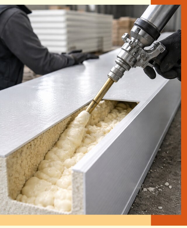 Заполнение пустот холодильных панелей в Карасук от 7618 руб. | ТепломастерКск