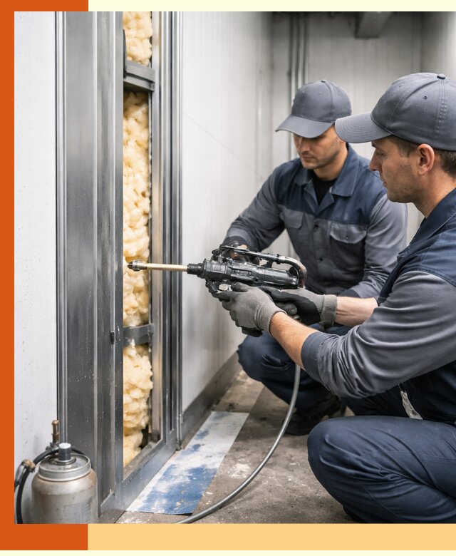 Заполнение пустот холодильных панелей в Карасук специализированной пеной