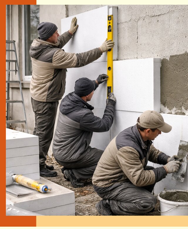 Утепление пенопластом наружных стен и фасадов в Карасук