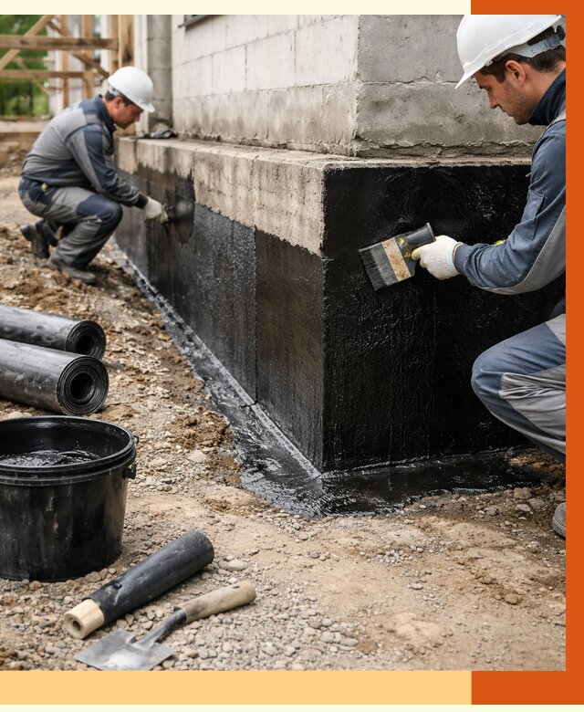 Гидроизоляция фундамента в Карасук от 1270 руб. — профессионально, под ключ | ТепломастерКск