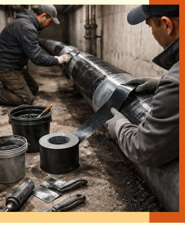 Гидроизоляция труб в Карасук от 2539 руб. — профессиональная герметизация | ТепломастерКск