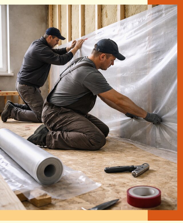 Монтаж пароизоляции в Карасук от 2539 руб. — установка и укладка под ключ | ТепломастерКск