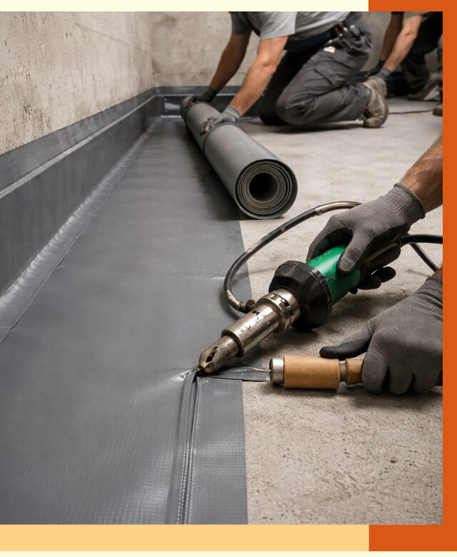 Монтаж гидроизоляционной мембраны в Карасук от 1011 руб/м2 | ТепломастерКск