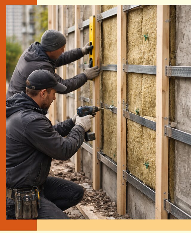 Монтаж обрешетки под утепление зданий и квартир в Карасук